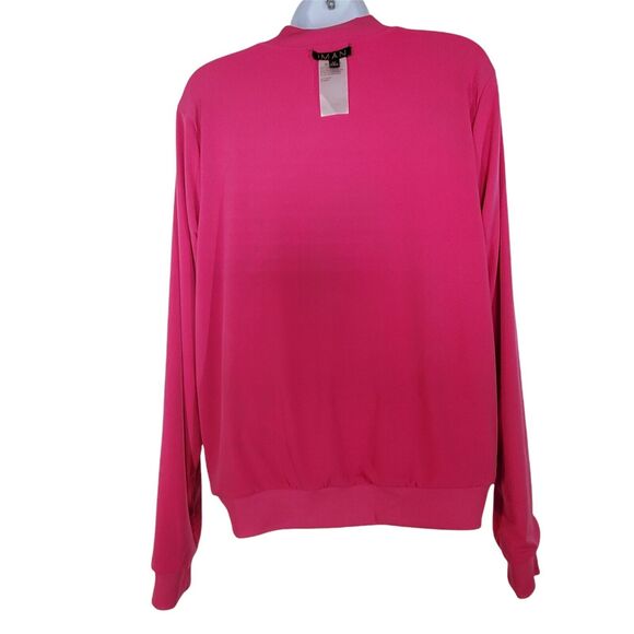 IMAN Global Chic Womens Reversible Jacket Medium Floral Pink Pockets Zipper QVC - Picture 7 of 9